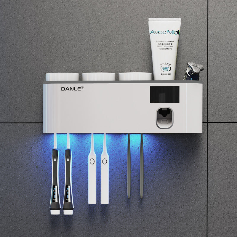 Revolutionary Smart UV Toothbrush Sanitizer Holder with Rechargeable Wireless Design and Hands-Free Toothpaste Dispenser
