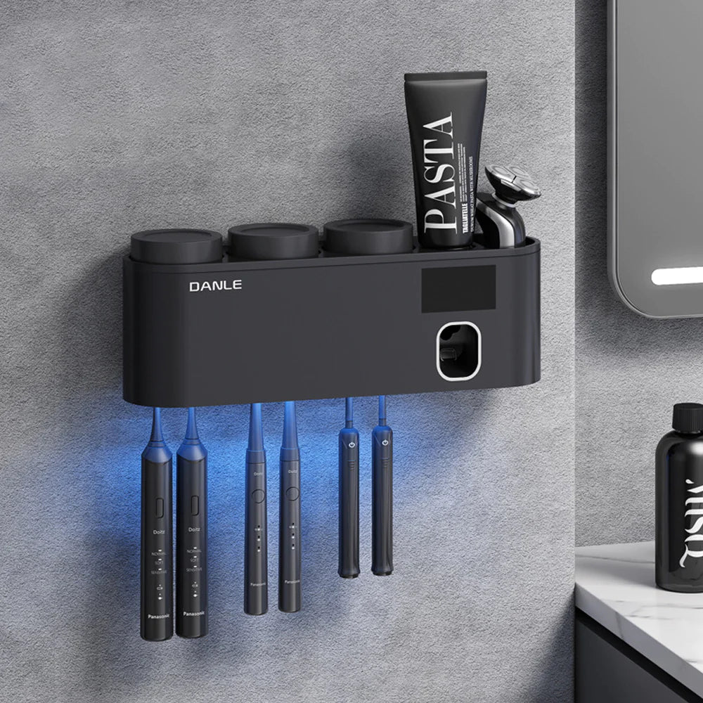 Revolutionary Smart UV Toothbrush Sanitizer Holder with Rechargeable Wireless Design and Hands-Free Toothpaste Dispenser